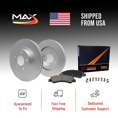 Front Geomet Brake Rotors + Pads for 2010-2013 2014 2015 Volvo XC60