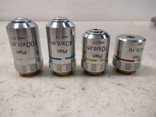 Micros Austria Set of 4 Microscope Objective Lenses 100x Plan Oil, 40x 10x 4x