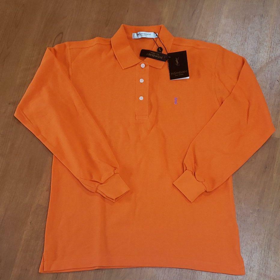 Polo Yves Saint Laurent vintage manica lunga taglia M fondo di magazzino non usata