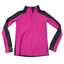 Under Armour Storm Cold Gear Fitted Pink 1/4 Zip Pullover Shirt Sz Youth XL YXL