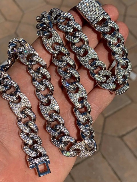 Men's Miami Cuban Gucci Link Chain Diamond Real Stainless Steel Figarucci Choker | eBay