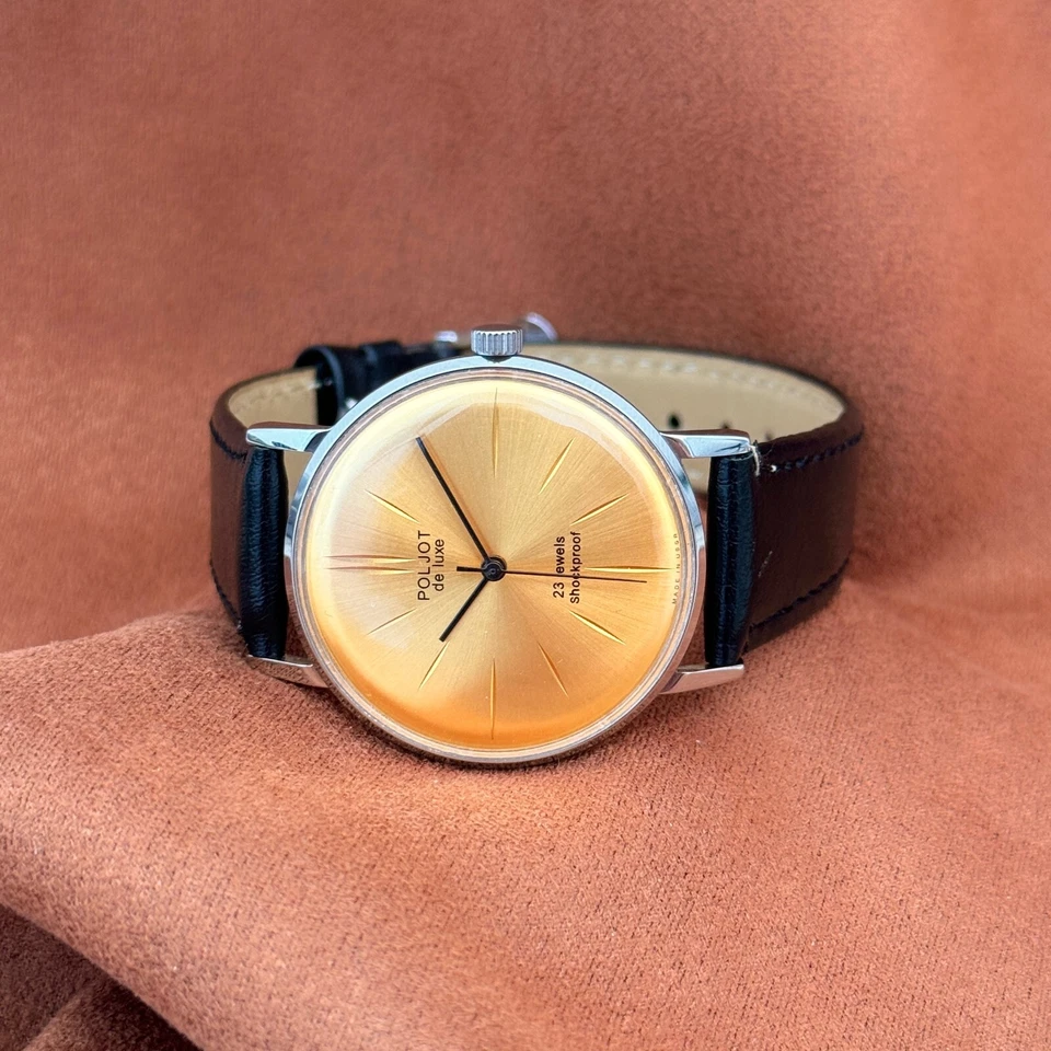 Reloj Pulsera Vintage NOS Poljot De LUXE Ultra Delgado 23 Joyas 2209 Soviético Foto 4 de 4