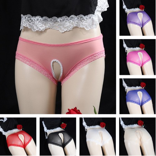 2X Women Sheer Mesh Briefs Panties Sexy Underwear Crotchless Stretch Lingerie - Picture 2 of 23