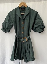 Teal Belted Cotton Blend Playsuit Size S Womens