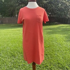 Everlane Womens Pocket Tee T Shirt Dress Size S Mini Short Sleeve Orange Casual