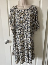 Mango Suit Multicolor Floral Ruched Tie Sleeve Dress - Size Small