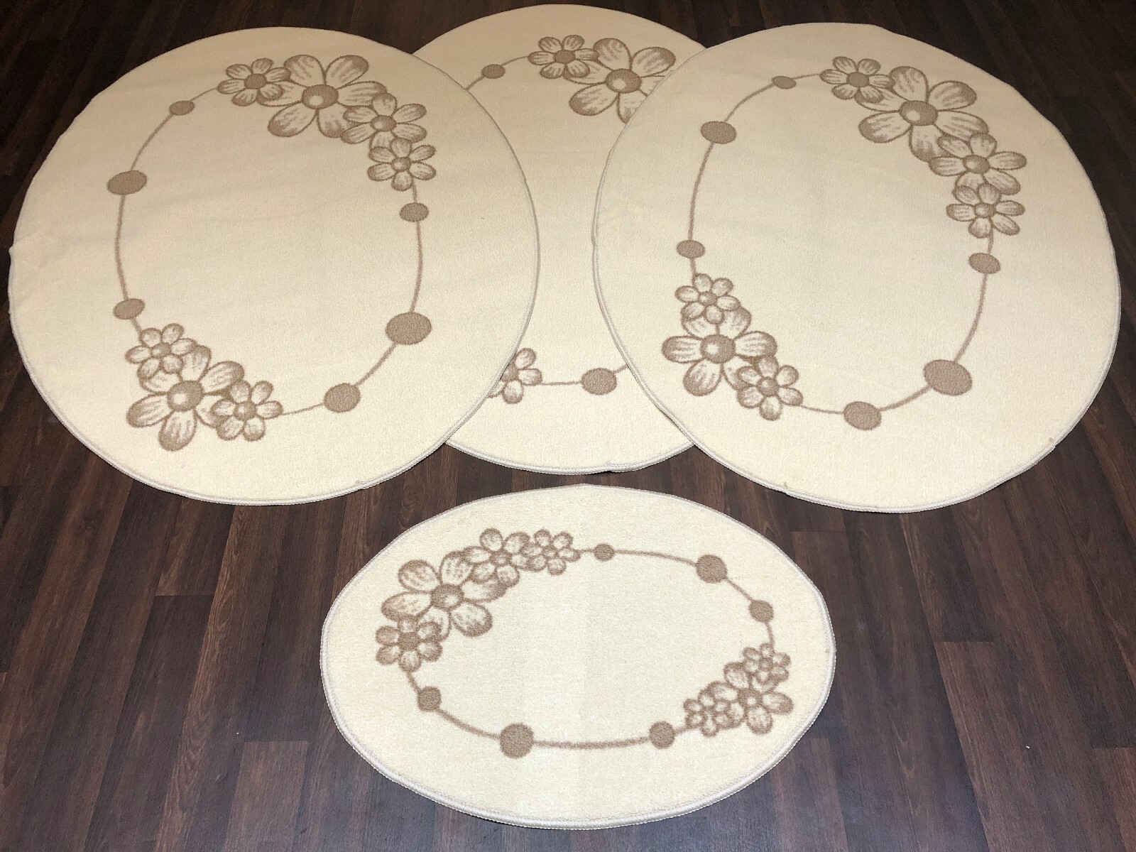 ROMANY GYPSY WASHABLES NEW 2020 XL SIZE FULL SET OF 4 MATS OVAL FLOWER
