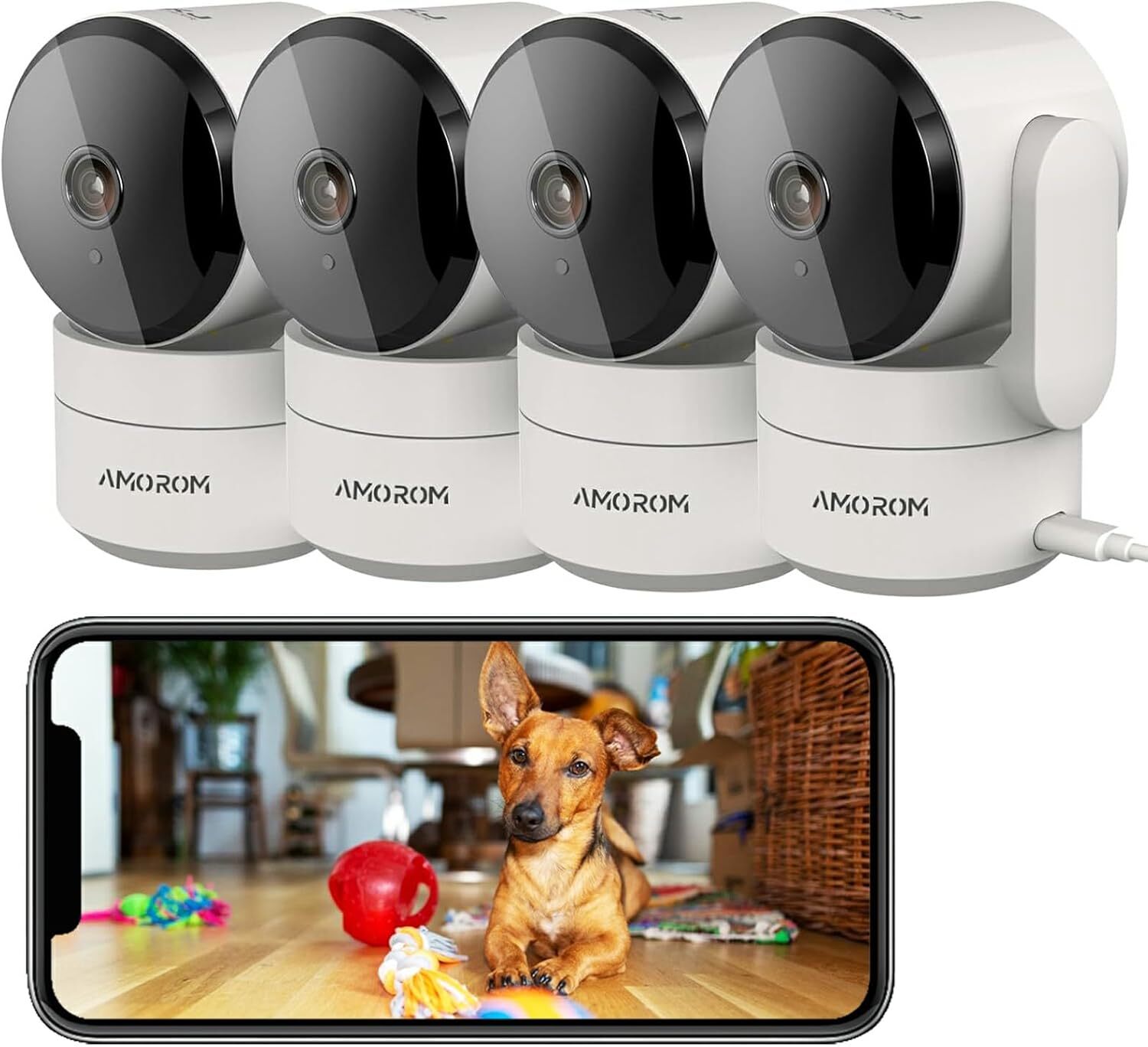 Pet Camera 360° Home Security Cameras with Pan/Tilt, Night Vision, Motion...-image