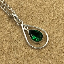 GREEN EMERALD Gemstone Sister Birthday Artisan Bezel Pendant 925 Sterling Silver
