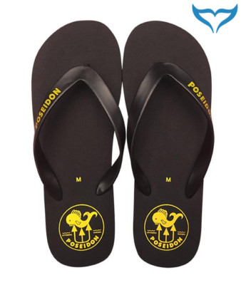 Poseidon Flip Flop schwarz mit Poseidon Logo S XL Zehe Badelatschen Sandalen Neu