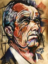 Pastel art portrait drawing of R.F.K. Jr. by Mark Robinson 12" x 9 painting