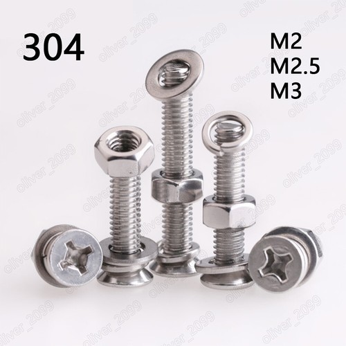 304 Stainless Steel Phillips Countersunk Head Screws Hex Nuts Flat Spring Washer - Picture 1 of 4