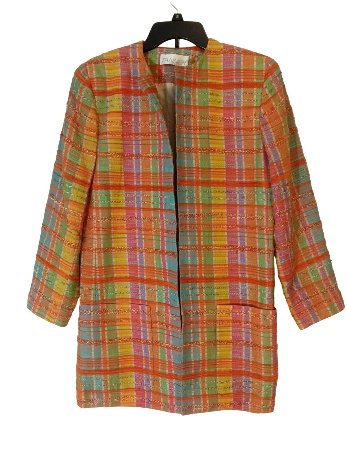 Tanner Cardigan Blazer Jacket Women's Size 6 Orange Purple Green Shoulder Pads