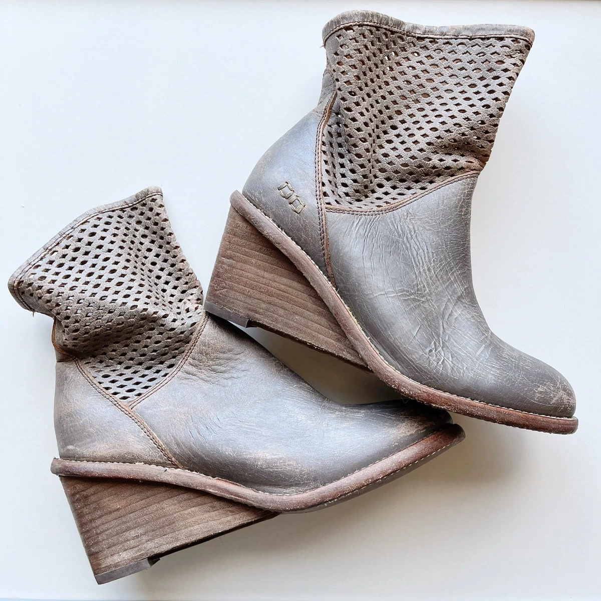 Bed Stu Women s Genuine Leather Duchess Wedge Boot Smoke Grey Lux