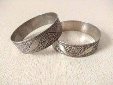 Pair of Antique Silver Berber Bracelet from Morocco, Berber Bracelets, Moroccan