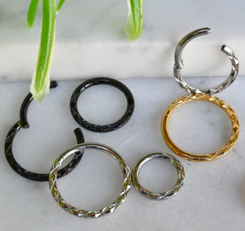 1 Stck. Front Facettierter Stil Scharniert Segment Ring Septum Clicker 316L Chirurgenstahl - Bild 3 von 7