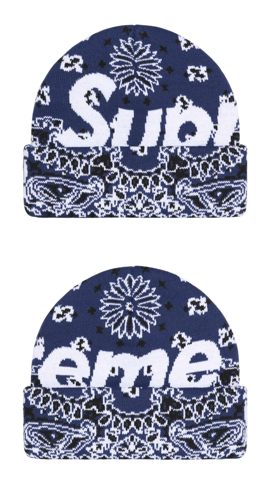 Bonnet tricoté Supreme Big Logo   Bandana bleu FW24 NEUF