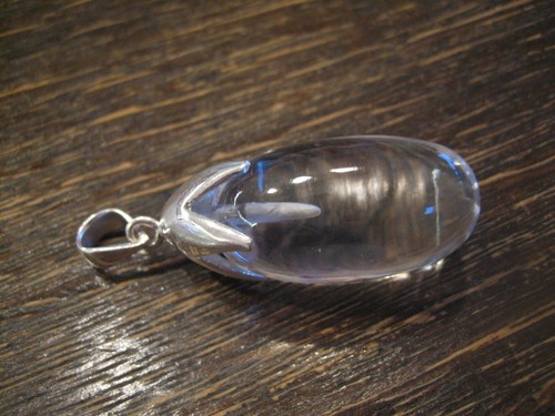 einzigartiges Bergkristall Pendel Tropfen Anhänger Amulett 925er Silber Unikat - Picture 1 of 4