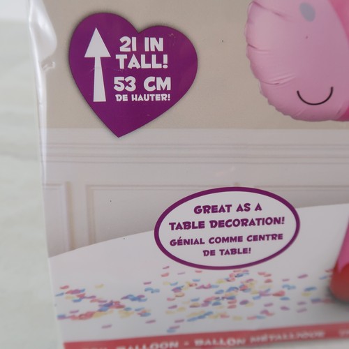 Standing Pink Horn Unicorn Aluminum Film Balloon New 21 inches tall Love - Picture 3 of 7