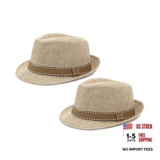 2 Pack Fedora Hat for Women, Vintage Short Brim Summer Beach Sun Hat Khaki