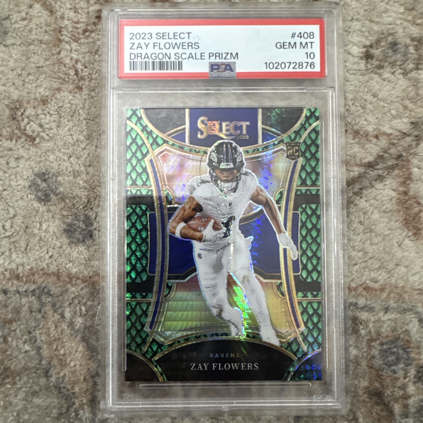 2023 Panini Select - Zay Flowers #408 Dragon Scale suite level /70 PSA 10