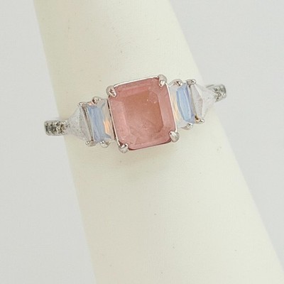 Bomb Party Sz 9 ''Loved By All'' Rose Quartz +Quartz & Moonstone on Rhodium 