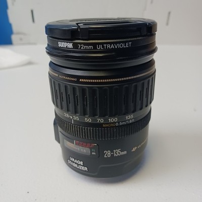 CANON EF ULTRASONIC 28-135MM ZOOM LENS 1:3.5-5.6 IS w/ SUNPAK 72MM