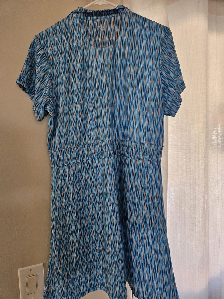 Vestido de golfe feminino BERMUDA SANDS tamanho grande azul e laranja. - Imagem 2 de 4