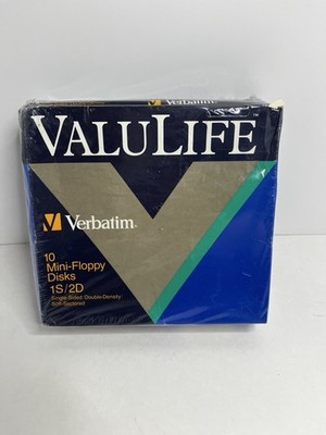 Valulife Verbatim 10 Mini Floppy Disks 1s/2d Single Sided New Sealed