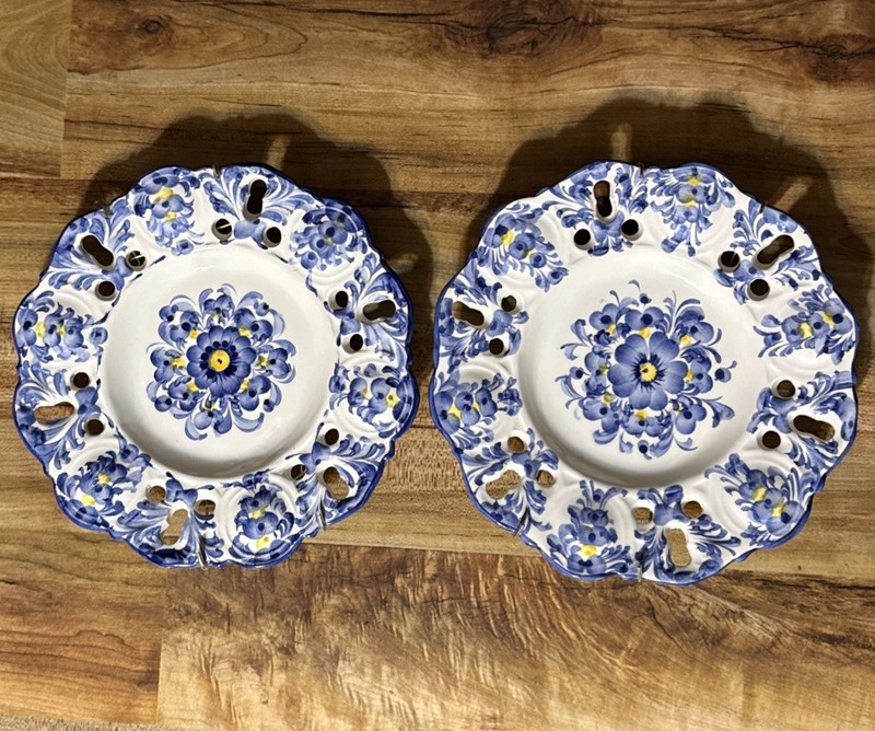 Andrea by Sadek Porcelain Blue & White Floral Plates 2Pcs. Jay Wilfred Design 9”