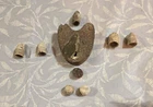 Union Civil War Bullets, Musket Balls , A Union Eagle Button And A Paddle Lock.