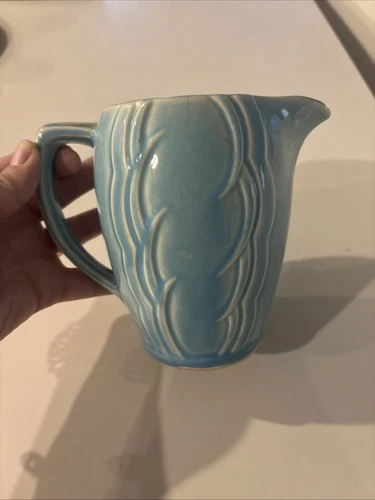 Vintage McCoy Pottery Blue Turquoise Pottery PITCHER JUG USA