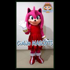 AMY ROSE de Mascota Sónica Disfraz Cosplay Botarga Halloween Dibujos Animados