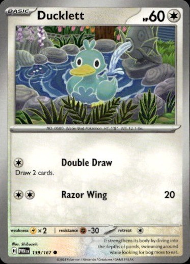 Ducklett 139/167 Common Twilight Masquerade Pokemon Near Mint