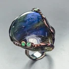 Jewelry ring 37 ct Natural Labradorite Ring 925 Sterling Silver Size 8 /R460486