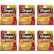 6 Pack OraJel 4x Toothache and Gum Fast Acting Pain Relief Gel, .25 oz
