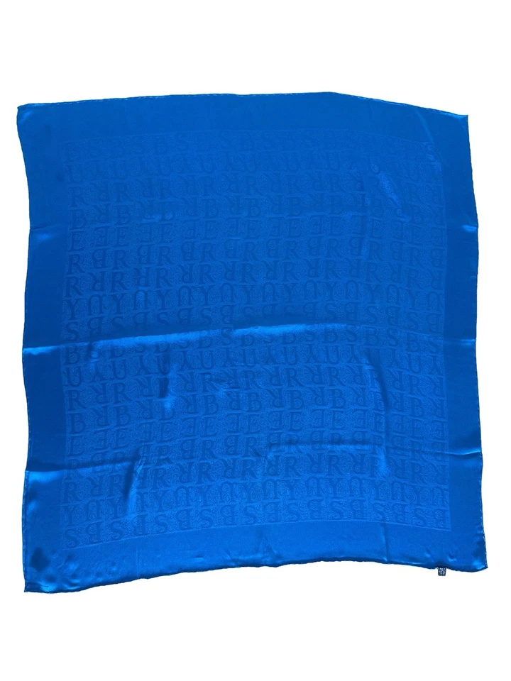 Burberry Blue Silk Italy Monogram Scarf  Italy 34”x35” Vintage - Image 2 of 4