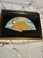 Japanese Vintage Fan Framed Beautiful Home Decor Wall Art