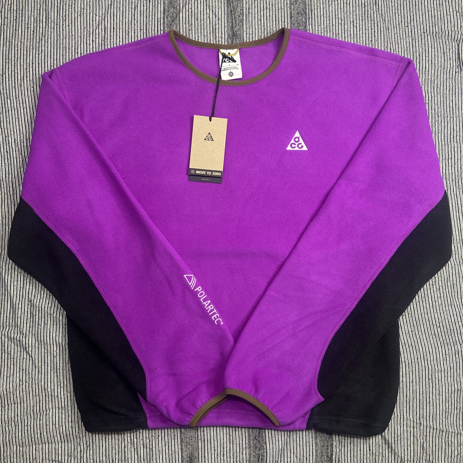 Nike ACG Wolf Tree Polartec Fleece Sweatshirt HV1117-551 Purple Men’s Size S