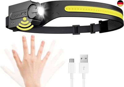 Headlamp, Super Bright LED Head Torch, Rechargeable with 230° Wide Light Beam, A