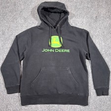 John Deere Hoodie Adult Medium Black Long Sleeve Workwear Casual Men's