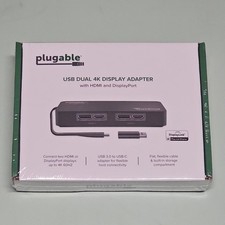 Plugable - USBC-6950U - Plugable 4K DisplayPort and HDMI Dual Monitor Adapter