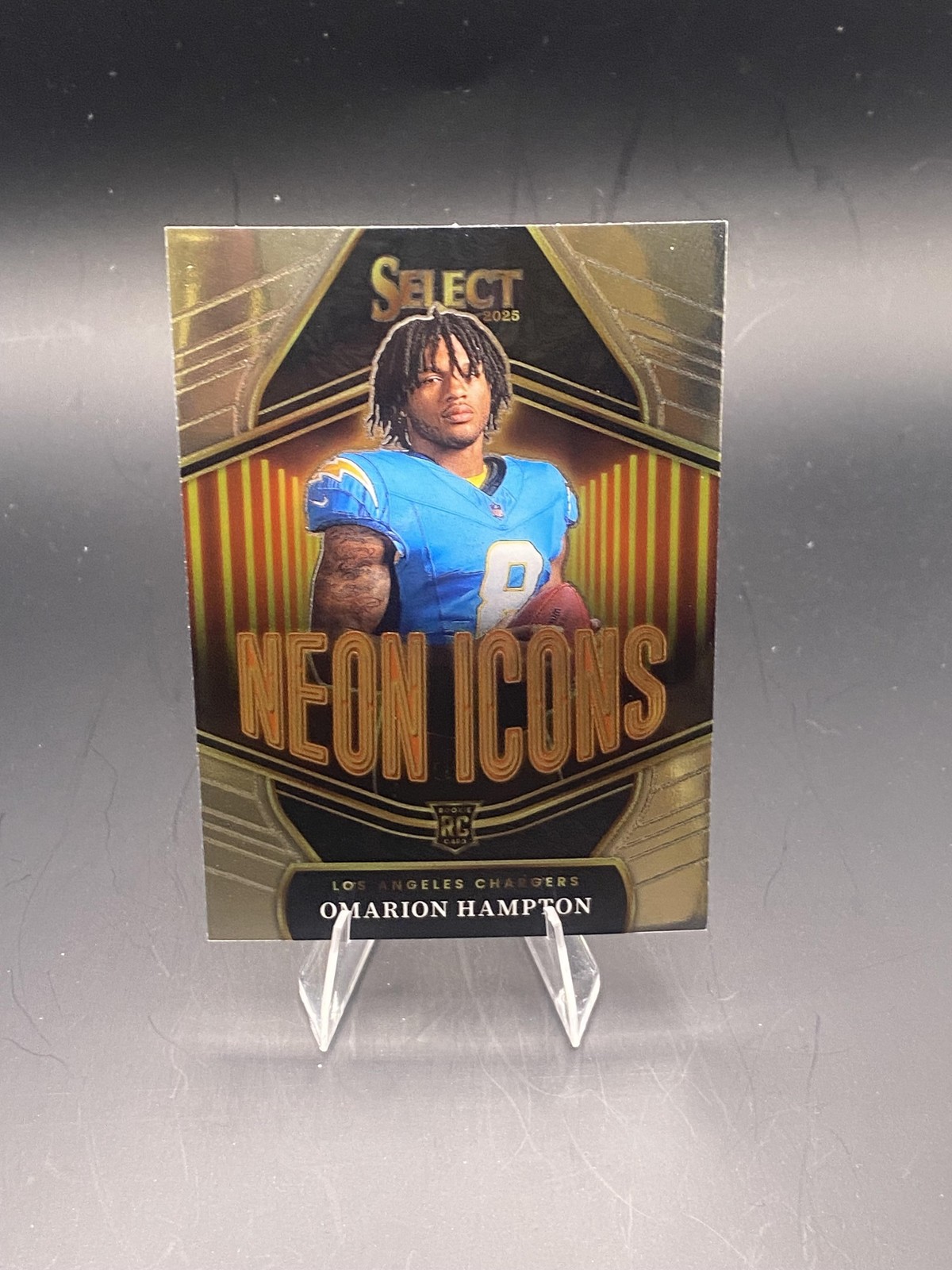 2025 Panini Select #15 Omarion Hampton RC Rookie Card Neon Icons Silver Prizm