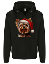Christmas Yorkshire Terrier Dog Xmas Yorkie Mens Zip Up Hoodie