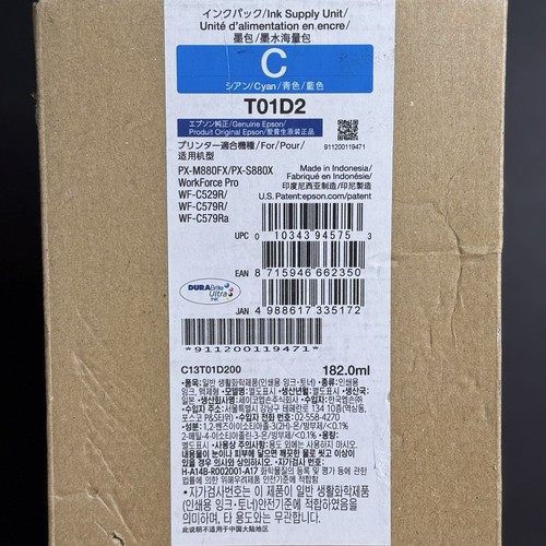 ⚡️Genuine Epson CYAN T01D2 Ink For Workforce Pro Inkjet Printer SEALED ⚠️09/2024 - Picture 2 of 7