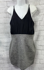 AX Paris Bodycon Blouson Dress Size 12 Black & Grey Strappy Party Christmas