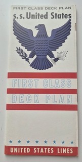 First Class Deck Plan S.S.UNITED STATES Dated 1960's Nautical Shipping Rare
