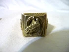 Vintage Sterling Silver Mexican Biker Ring Horse Head in Horseshoe 1940's - 60's