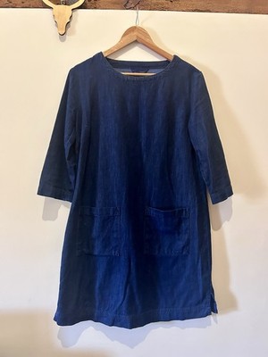 Seasalt Killick Denim Etuikleid Größe 8 dunkelindigo Waschung Baumwolle Taschen