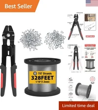 Versatile Wire Rope Crimp Kit with 328ft Stainless Steel Cable for Every Task